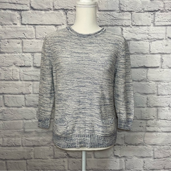 Chaps 3/4 Sleeve Crew Sweater with Ribbed Detailing Size Medium - Picture 2 of 9